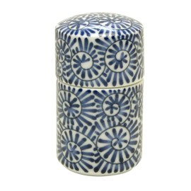 Tabletop Toothpick Holder with Lid, Arita Pottery, Octopus Arabesque, Blue, Made in Japan
