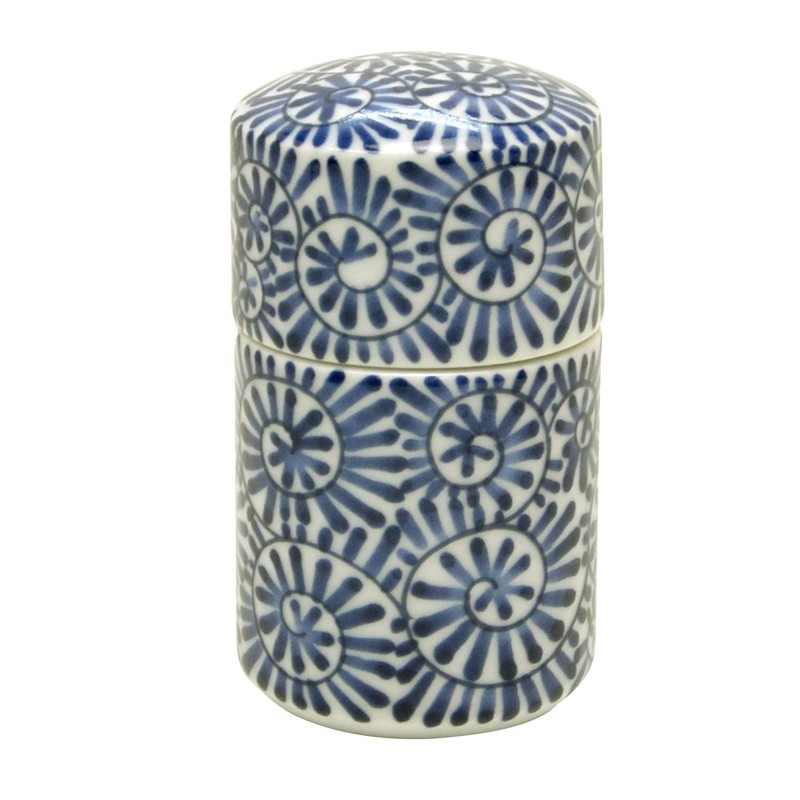 Tabletop Toothpick Holder with Lid, Arita Pottery, Octopus Arabesque, Blue,