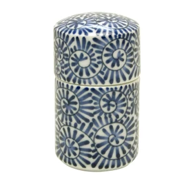 Tabletop Toothpick Holder with Lid, Arita Pottery, Octopus Arabesque, Blue, Made in Japan