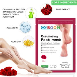 5 Pairs Foot Mask Foot Mask Nourishing Callus and Dead Skin Remove Foot Mask Anti Ageing Exfoliating Foot Peel Mask Socks Feet Exfoliating Spa for Women & Men Classic Rose Style