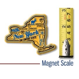 New York Premium State Magnet by Classic Magnets, 3.1" x 2.5", Collectible 3D Rubber Vintage-Style Souvenirs and Gifts Made in The USA
