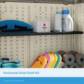 Suncast Horizontal Shed Shelf Kit, Space-Saving Shelf for Horizontal Outdoor Storage Sheds, 50" W x 10.25" D x 1.25" H, Black