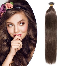 Keratin Pre Bonded I Tip Human Hair Extensions Stick Tip 18" 100S Strands - #04 Medium Brown Invisible Real Remy