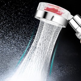 High Pressure Handheld Turbo Fan Showerhead Set, Hydro Jet Shower Head, Turbocharged Shower Head, Handheld Propeller Showerhead with Replacement Hose/Bracket/Cotton Filters and Bath Loofah