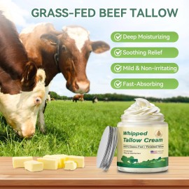 Unbranded Beef Tallow for Skin, Organic Grass Fed Whipped Beef Tallow Moisturizer Nourishe