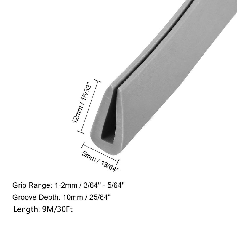 TA-VIGOR Edge Trim U Seal Grey Rubber U Channel Edge