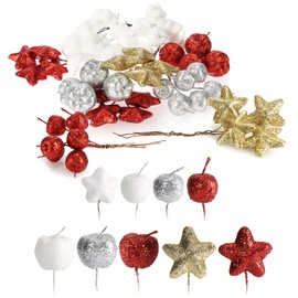 com-four® Christmas Decoration - Branches, Stars and Decorative Apples for Crafts - Christmas Scatter Decoration - Craft Set - Christmas Spot Pourri as Table Decoration (6 x Bags: Stars + Apple)