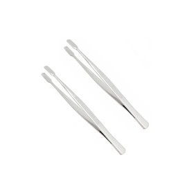 JZK Stainless Steel Flat Head Tweezers, 2Pcs for Philately, Crafting, Jewelry Making