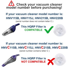 HQRP 5 filtros compatibles con aspiradoras de mano Black+Decker HNV115B, HNV115J, HNV215B, HNV220B, repuesto EVF100 más posavasos HQRP