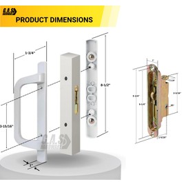 Alcan Premium PGT Door Handle Kit for Sliding Glass Door | Mortise Lock and Keeper Included | White PGT Sliding Glass Door Handle Set with Mortise Lock, Latch, Screws, and Keeper White