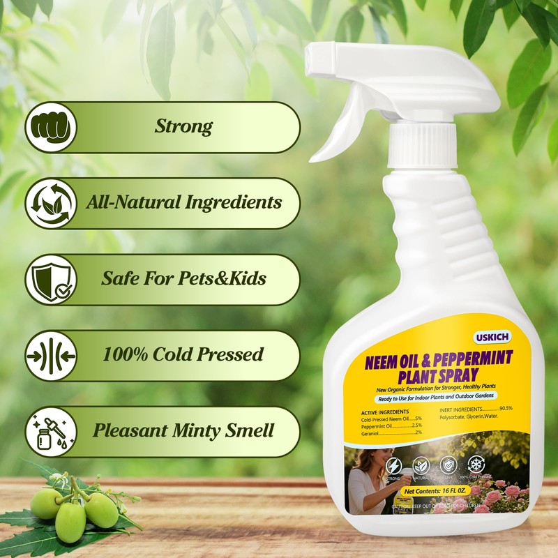 2 Pack Neem Oil & Peppermint Plant Spray – Natural