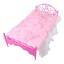 Fat-catz-copy-catz 1x Pink Mini Bed With Pillow for Dolls Dollhouse Bedroom Furniture