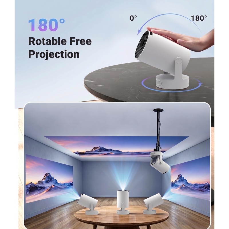 Amz Camel Mini Projector with WiFi 6 and Bluetooth 5.4,