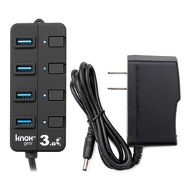 Knox Gear 4 Port 3.0 USB Hub with Individual Switches and LED Lights
