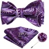 YOHOWA Mens Bow Tie Set with Lapel Pin Brooch Purple