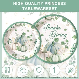 123PCS Autumn Thanksgiving Party Supplies for Fall Pumpkin Themeds Party Decorations Harvest Tableware Set for Kids Childs Leaves Dessert Plates Napkins Cups with Tablecloth and Banner for 20 Guests