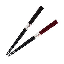 Wakasa Lacquer Chopsticks for Married and Wife Chopsticks Dishwasher-Safe, Non-slip, Set of 2 in a Presentation Box (101: Dyeing Carving, Dark Brown/Red)