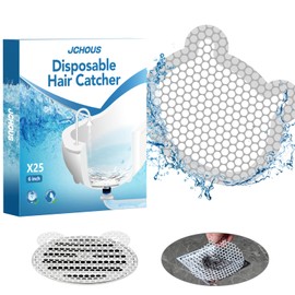 Disposable Shower Drain Hair Catcher, 3.5 Inch Shower Bear Drain Cover Mesh Stickers, 25 Pack