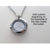 Custom Graduate Circle Floating Charm Locket Necklace, Stainless Steel Locket,