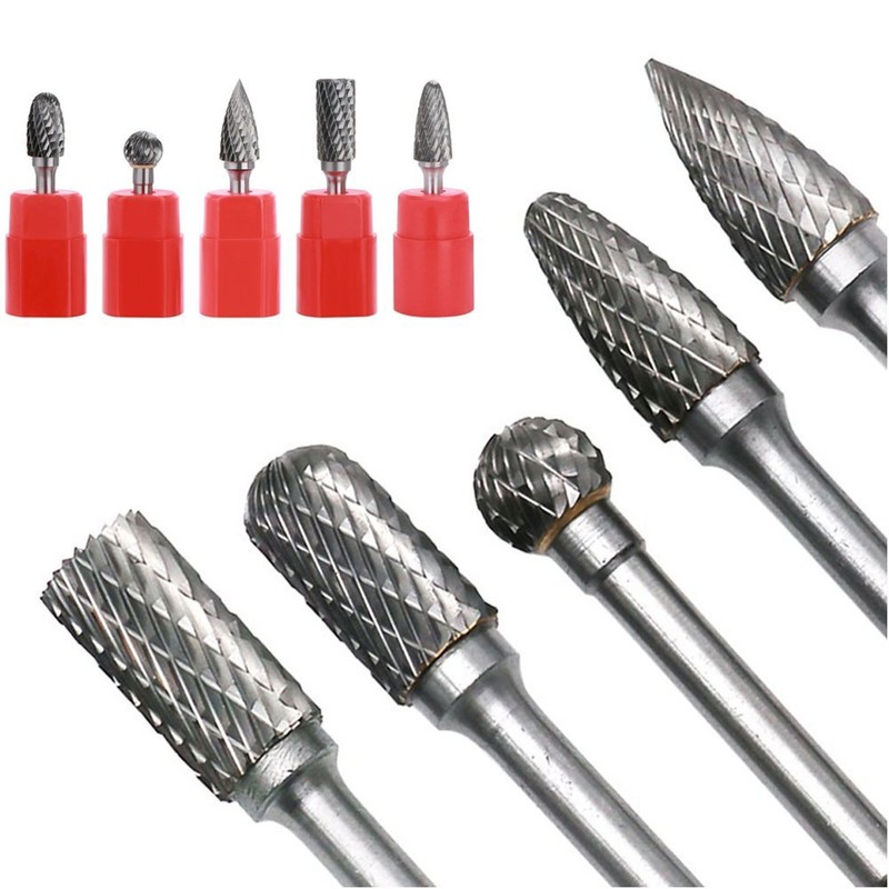 Bestgle 5 Pcs Carbide Burr Set, 6mm (1/4") Shank Tungsten