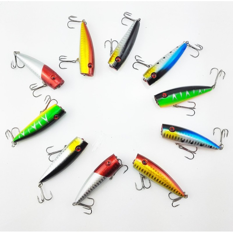 yueton Lote de 10 anzuelos flotantes de pesca Topwater de