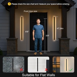 NIUZDU Modern Outdoor Lights - 47.3inch Outdoor Exterior Linear Sconce Black Patio Wall Light Fixtures, Long Strip Wall Lights Fixture Outside for Garage, House