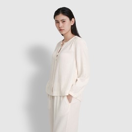 JAJU [JAJU/자주] 여 이중지 셔링 파자마 셔츠 3종택1 [JAJU] Women's Double Layer Shirring Pajama Shirt 3 Options to Choose From