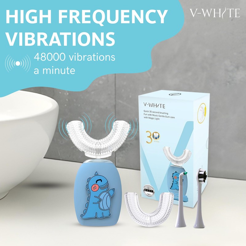 V-WHITE Electric Toothbrush Kids- Ultrasonic U-Shaped Toothbrushes for Teeth Whitening