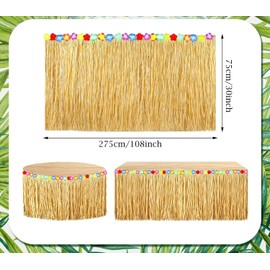 Siawadeky Hawaiian Table Skirt Party Decoration Hawaii Decoration Summer Theme Hawaiian Decor Atmosphere Glitter Party Decoration Photo Props Jungle Decoration (108*29.5 Inches)