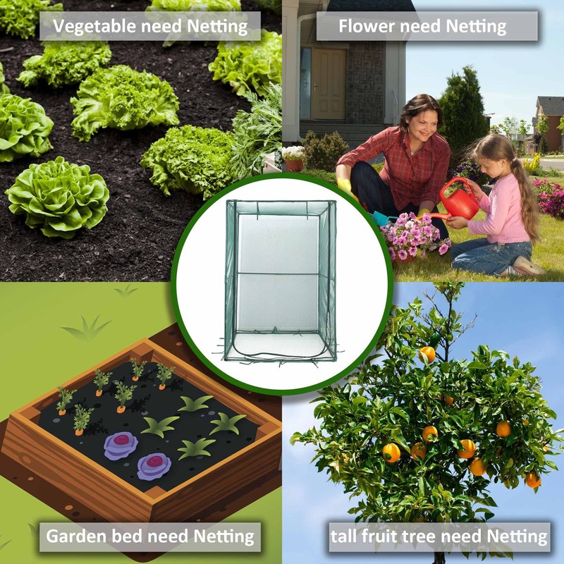 Portable 4'x4' Large 6FT Tall Plant Netting Cover Crop Cages