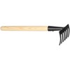 KOTARBAU® Small Steel 6 Prong Rake with Wooden Handle 33