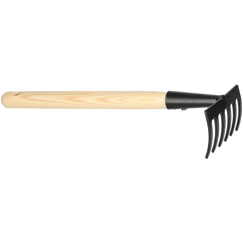 KOTARBAU® Small Steel 6 Prong Rake with Wooden Handle 33