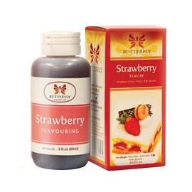 Warung889 Butterfly Strawberry Extract Flavor 60ml / 2oz (Pack of 2) + Pink Tablespoon - Product of Indonesia