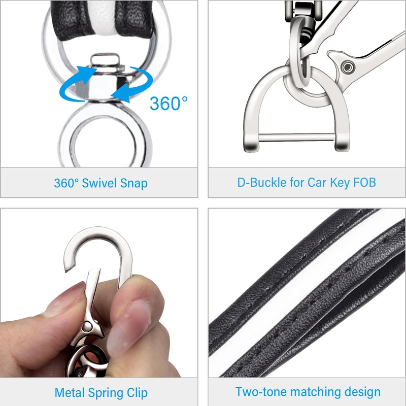 COREION Universal Leather Car Keychain,Unisex car keychain,Car key fob accessories,Carabiner