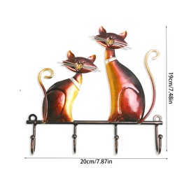 Fkereg Small Key Holder Wall Mount, Decorative Cat Wall Mounted Key Hanger Rack, Entry Way Key Ring Chain Holder Organizer for Wall Decor, Metal Hat Rack for Door Hanging Towel Purse, B