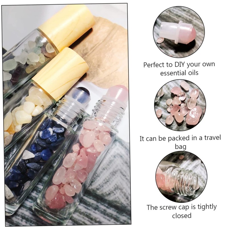 Mikinona 10ml Pink Crystal Stone Roller Bottle Set Roll-on Cosmetic