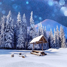 LYCGS 10X10ft Christmas Backdrop Snow Backdrop Winter Snow Mountain Backdrop Snow Forest Backdrop Christmas Party Backdrop Snow Background Winter Wonderland Photography Background X-73