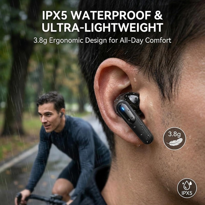 Wireless Earbuds with Deep Bass, Stereo Sound, and Noise-Canceling Design