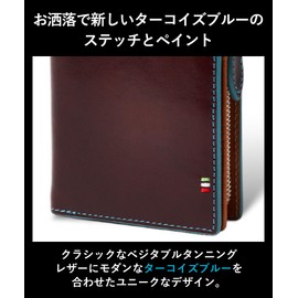 Golbe Men's Italian Leather Wallet, L-Shaped Zipper, dark navy