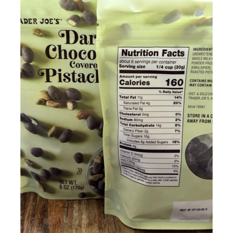 Trader Joe's 2 Pack Trader Joe’s Dark Chocolate Covered Pistachios