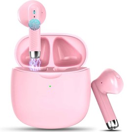 Wireless Earbuds, Bluetooth 5.4 Earbuds, Stereo Bass, Bluetooth Headphones in Ear Noise Cancelling Mic, Earphones IP7 Waterproof Sports, 32H Playtime USB C Charging Case, Red Earphones for Android iOS