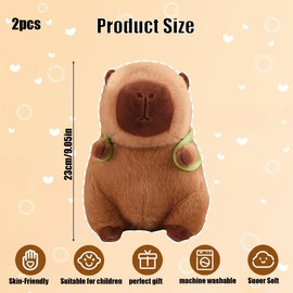 Mino Plus Capybara Plush Toy, 23 cm Capybara Cuddly Toy, Capybara Wearing Turtle, Cute Capybara Plushies, Simulation Capybara Plush Toy, Capybara Cuddly Toy for Birthday Gift (Pack of 2)