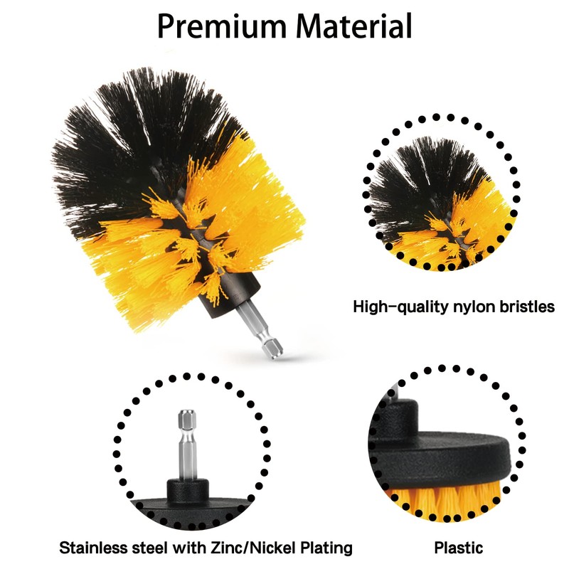 Tialero 8Pcs Drill Brush Attachment Set, 7Pcs 1/4in Power Scrubber