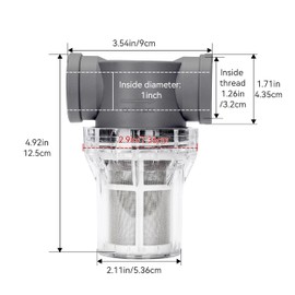 1'' Female NPT in-Line Strainer - Garden Hose Filter for High Pressure Washer, Sediment Filter with 60 Mesh Stainless Steel Screen (1'' 60 Mesh)