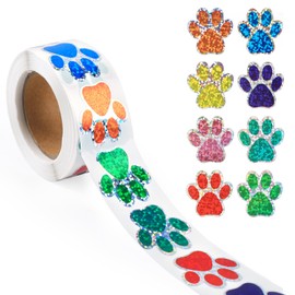 500pcs Paw Print Sticker, 1 Inch Self-Adhesive Glittery Puppy Paw Decals Cute Dog Paw Stickers Cat Paw Stickers for Books Laptops Bottles Envelope DIY Crafts Supplies (Colorful)