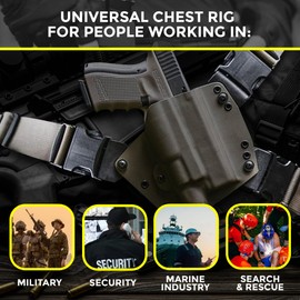 HolsterBuilder Universal Chest Rig & Mounting Hardware - Underarm Shoulder & Waist Holsters for Concealed Carry - Adjustable Pistol Chest Holster Harness, Gun Holster Not Included