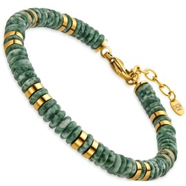 Dada Gioielli - Women's and Men's Bracelet with Natural Stones and Healing Stones; Stainless Steel Bracelet Adjustable with Gift Box and Certificate of Authenticity, Stainless Steel Stainless steel