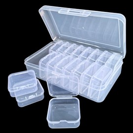 Small Bead Organizers, 19 Pieces Plastic Storage Cases Mini Clear Bead Storage Containers Boxes with Hinged Lid and Large Rectangle Organizing Box