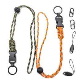 CHENNAN Pack of 2 Key Chains Paracord Neck Strap with Removable, Long Lanyard Polyester Lanyard, Collar Key Ring for Keys, ID Card Holder, Men and Women (A1)