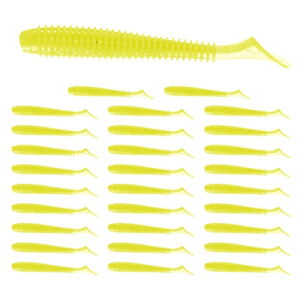 TIXIPEM 2.95" T-Tail Soft Fishing Lures [30-Pack] - Paddle Tail